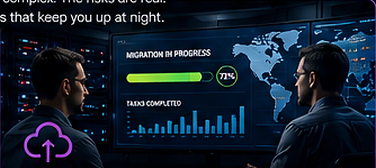 Engineers monitoring a migration